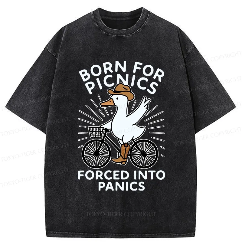 Tokyo-Tiger Born For Picnics Funny Washed T-Shirt