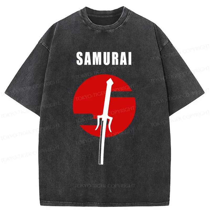 Tokyo-Tiger Samurai Sword Washed T-Shirt
