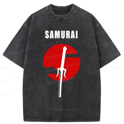 Tokyo-Tiger Samurai Sword Washed T-Shirt