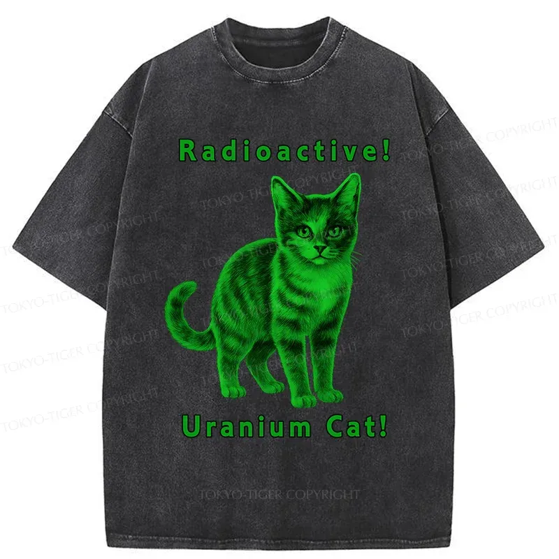 Tokyo-Tiger Green Pollution Cat Washed T-Shirt