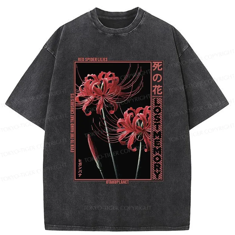 Tokyo-Tiger Red Spider Lily Washed T-Shirt