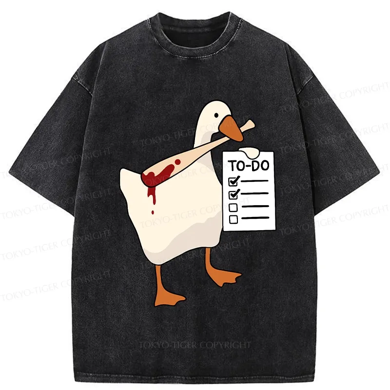 Tokyo-Tiger Task Slayer Goose Funny Washed T-Shirt