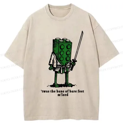 Tokyo-Tiger Funny Building Blocks Samurai Washed T-Shirt