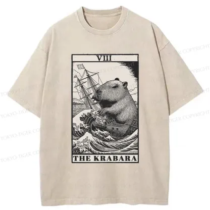 Tokyo-Tiger Capybara Destroyers In The Waves Washed T-Shirt