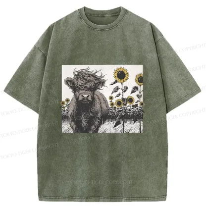 Tokyo-Tiger Cow In The Wind Washed T-Shirt