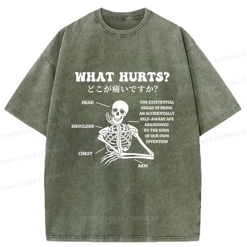 Tokyo-Tiger A Skeleton In Pain Washed T-Shirt