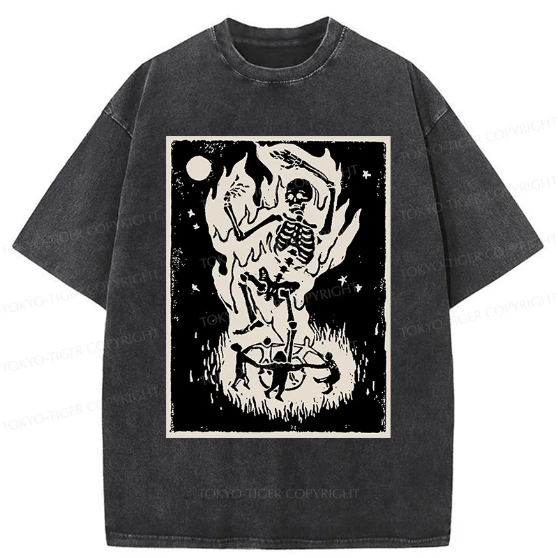 Tokyo-Tiger Summon Skeleton Washed T-Shirt