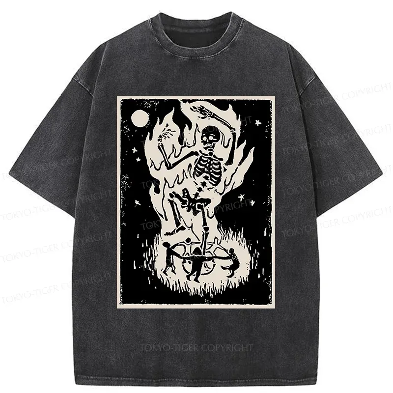Tokyo-Tiger Summon Skeleton Washed T-Shirt