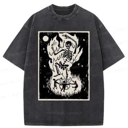 Tokyo-Tiger Summon Skeleton Washed T-Shirt