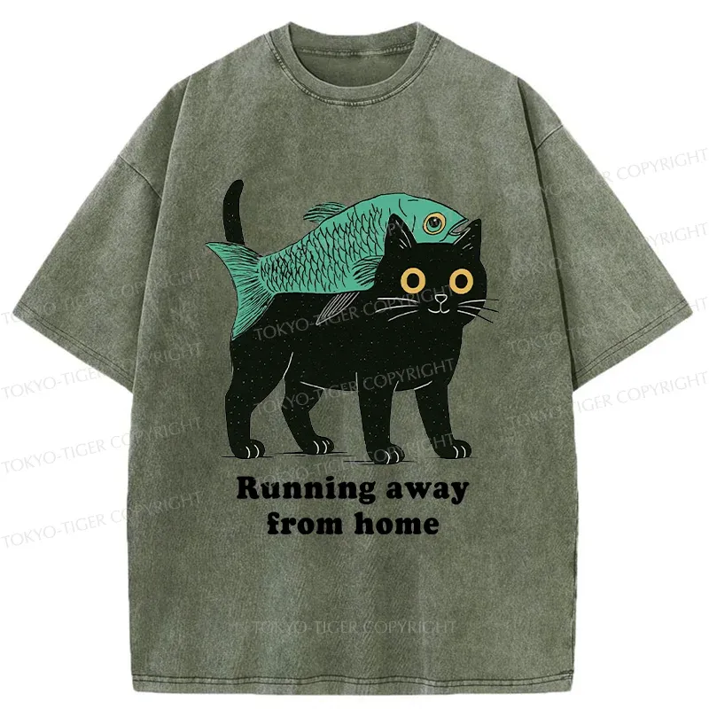Tokyo-Tiger Runaway Cat Washed T-Shirt