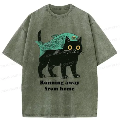 Tokyo-Tiger Runaway Cat Washed T-Shirt