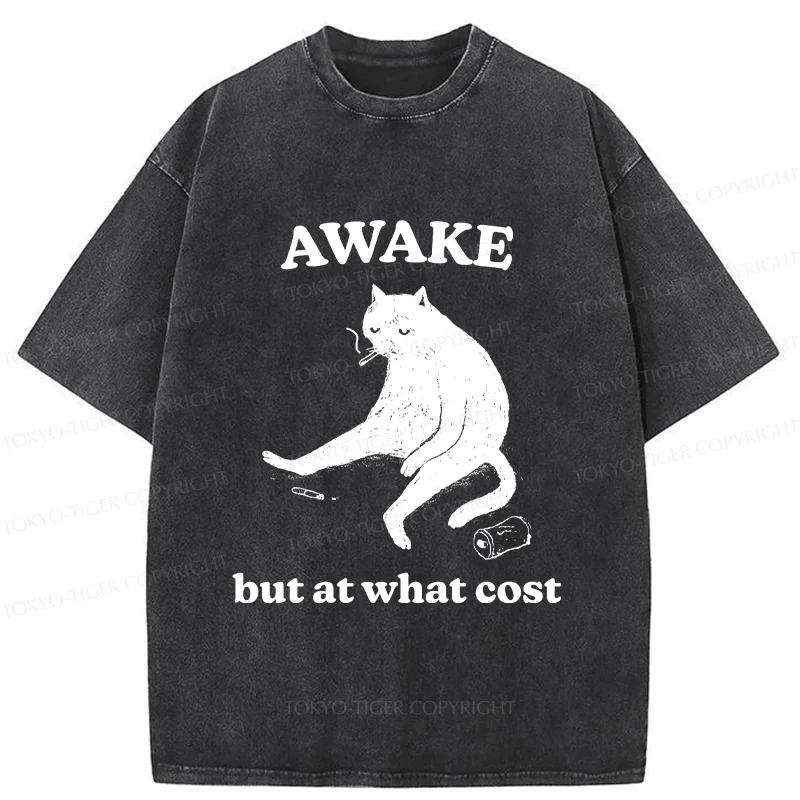 Tokyo-Tiger Decadent Smoking Cat Washed T-Shirt