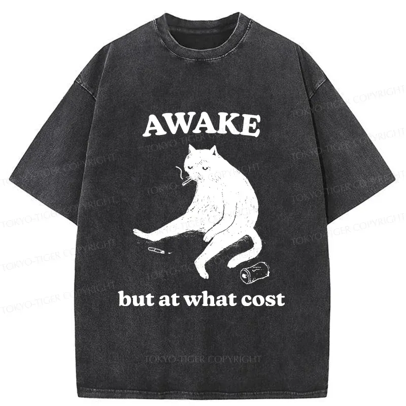 Tokyo-Tiger Decadent Smoking Cat Washed T-Shirt
