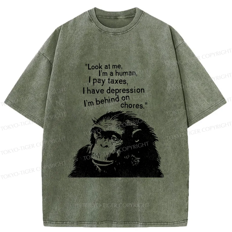 Tokyo-Tiger Stressed Monkey Washed T-Shirt