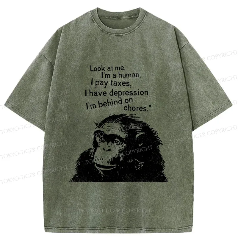 Tokyo-Tiger Stressed Monkey Washed T-Shirt