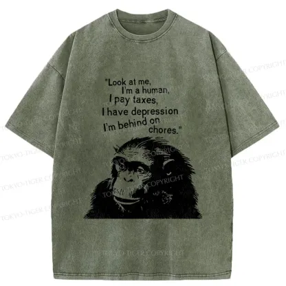 Tokyo-Tiger Stressed Monkey Washed T-Shirt
