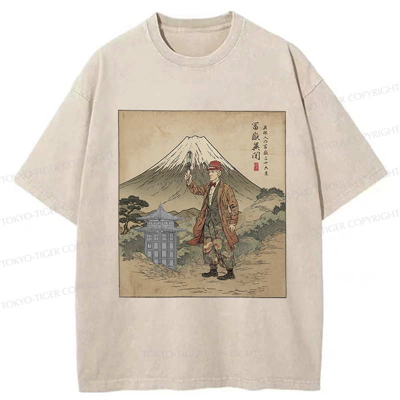 Tokyo-Tiger The Gentleman Who Encountered Mount Fuji Washed T-Shirt