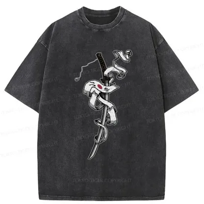 Tokyo-Tiger Samurai Sword Washed T-Shirt