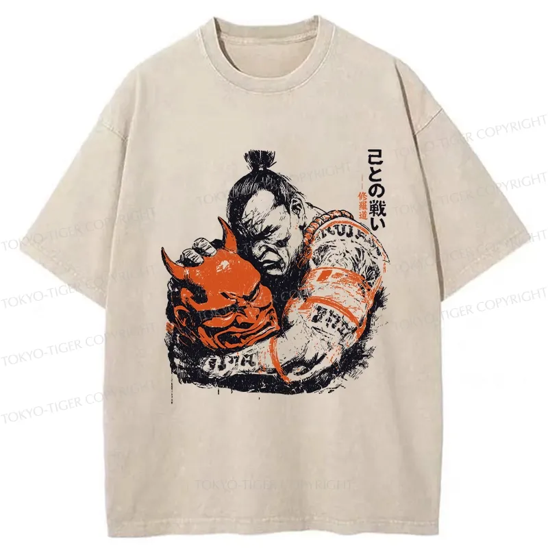 Tokyo-Tiger Battle With Oneself Washed T-Shirt