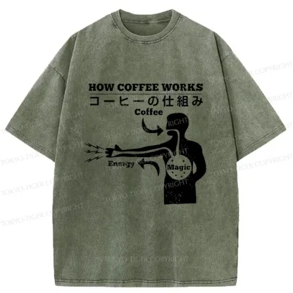 Tokyo-Tiger How Coffee Works Washed T-Shirt