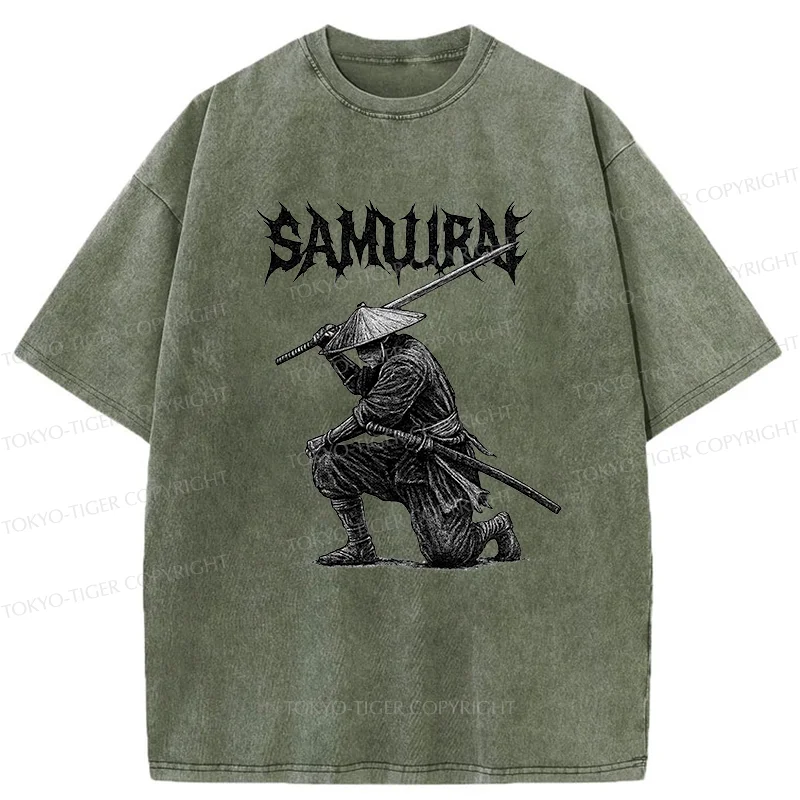 Tokyo-Tiger Retro Samurai Washed T-Shirt