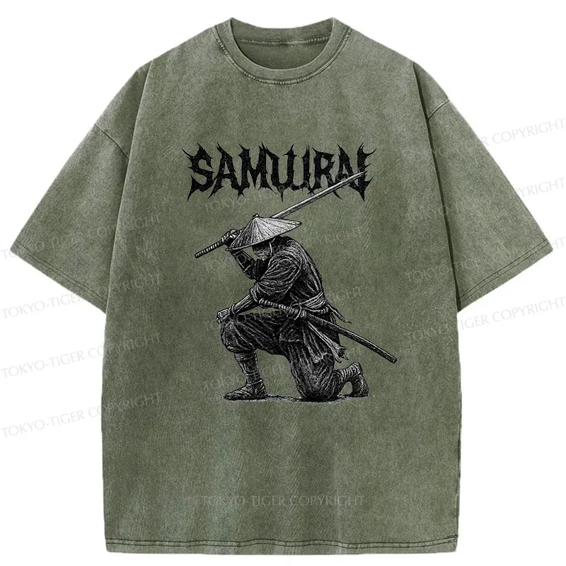 Tokyo-Tiger Retro Samurai Washed T-Shirt