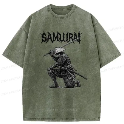 Tokyo-Tiger Retro Samurai Washed T-Shirt