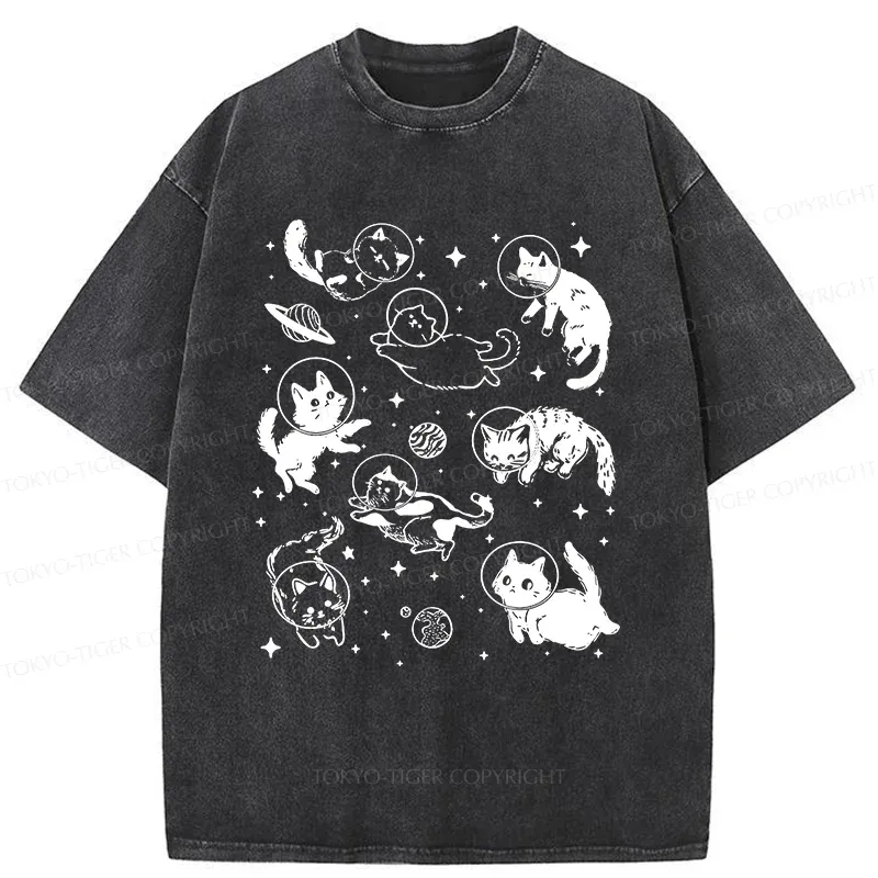 Tokyo-Tiger Space Cat Washed T-Shirt