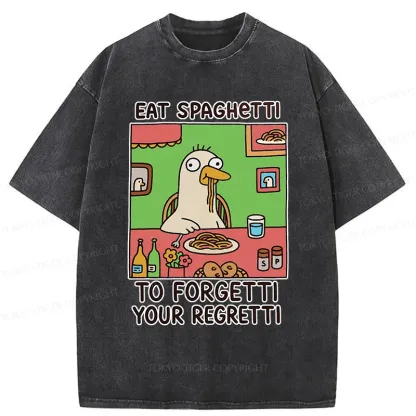 Tokyo-Tiger Stupid Goose Eating Pasta Washed T-Shirt