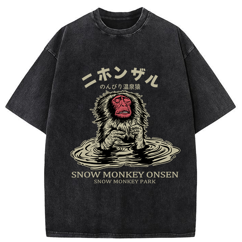 Tokyo-Tiger Relaxed Hot Spring Monkey Washed T-Shirt