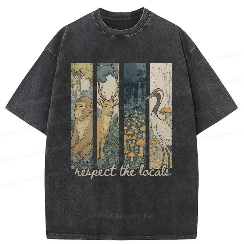 Tokyo-Tiger Japanese Local Animals And Plants Washed T-Shirt