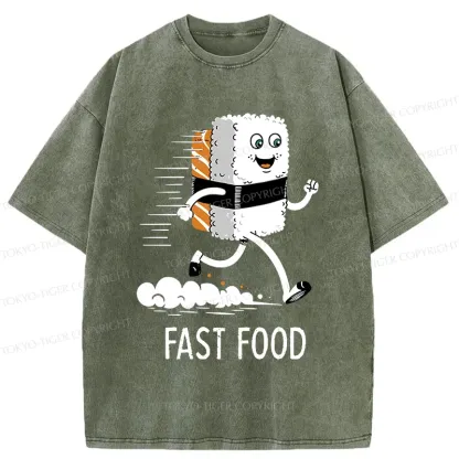 Tokyo-Tiger Running Sushi Washed T-Shirt