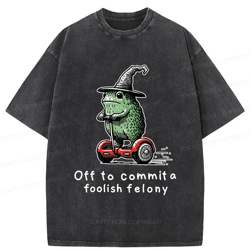 Tokyo-Tiger Japan Frog Riding A Balance Scooter Washed T-Shirt