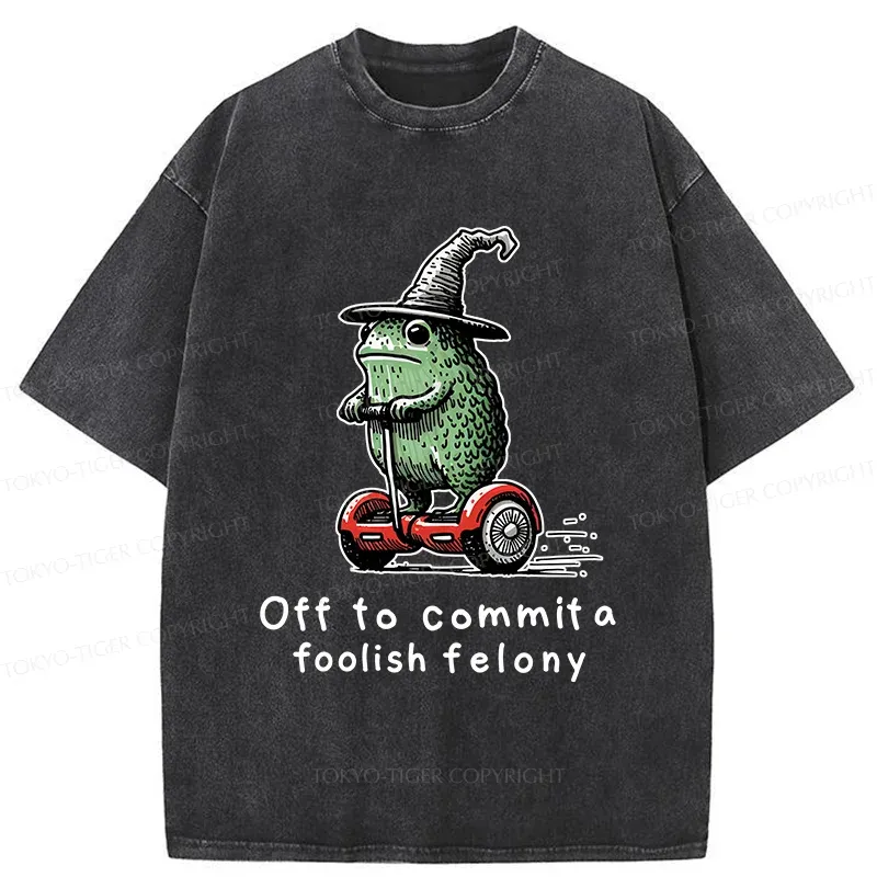 Tokyo-Tiger Japan Frog Riding A Balance Scooter Washed T-Shirt