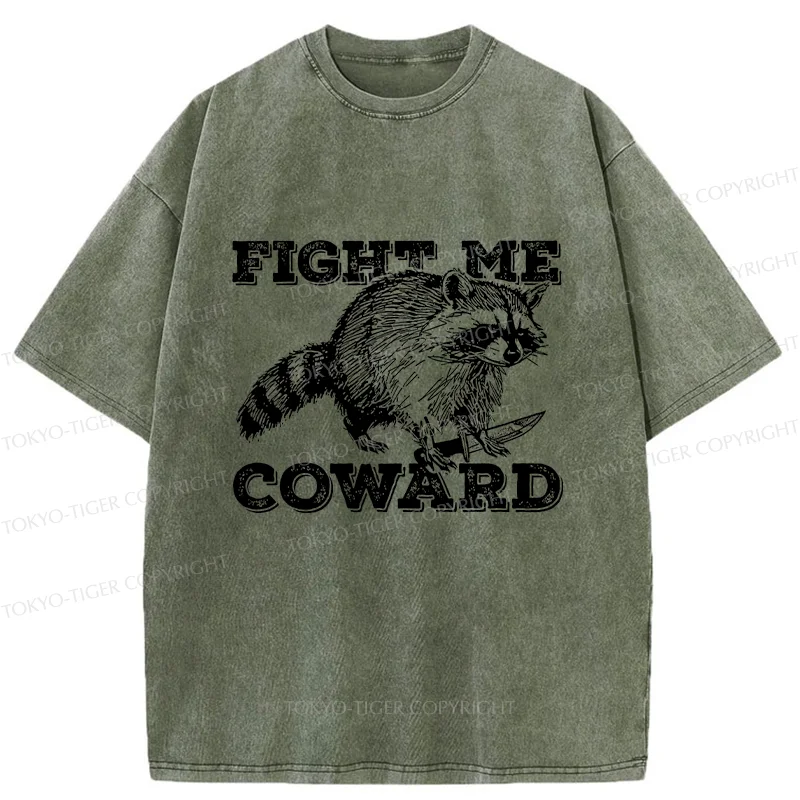 Tokyo-Tiger Raccoon With A Knife Washed T-Shirt