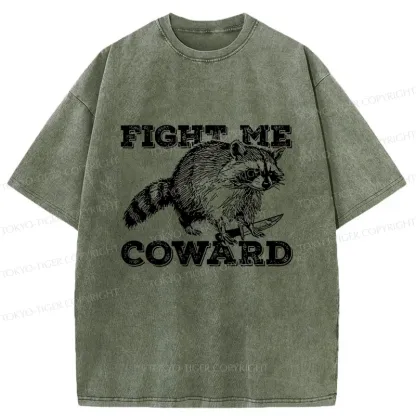 Tokyo-Tiger Raccoon With A Knife Washed T-Shirt