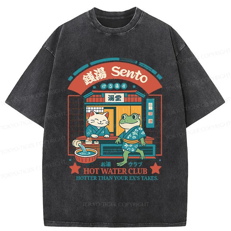 Tokyo-Tiger Animal Hot Spring Shop Washed T-Shirt