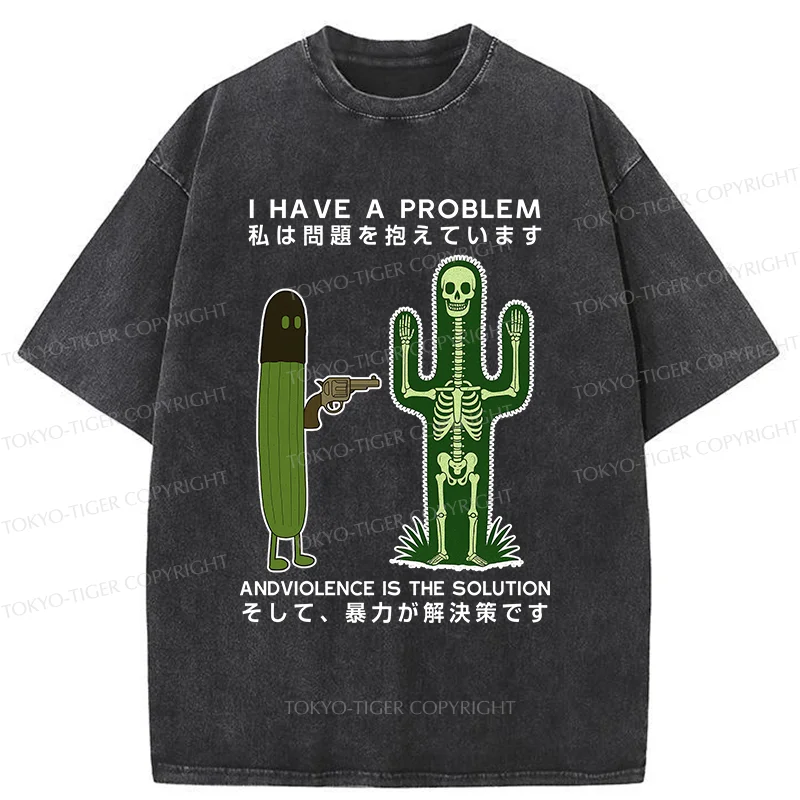 Tokyo-Tiger Cactus Attack Washed T-Shirt
