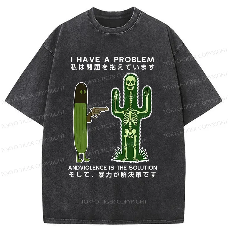 Tokyo-Tiger Cactus Attack Washed T-Shirt