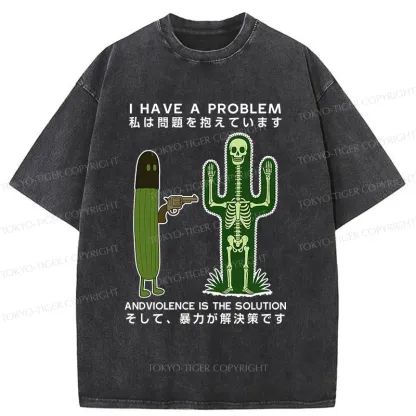 Tokyo-Tiger Cactus Attack Washed T-Shirt