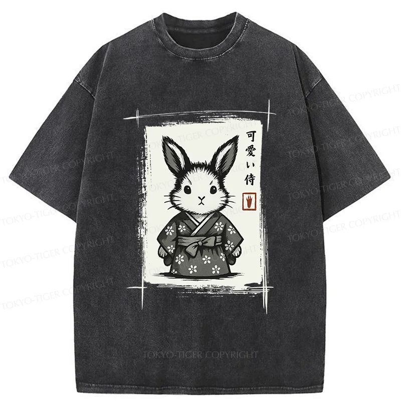 Tokyo-Tiger Woodcut Bunny Washed T-Shirt