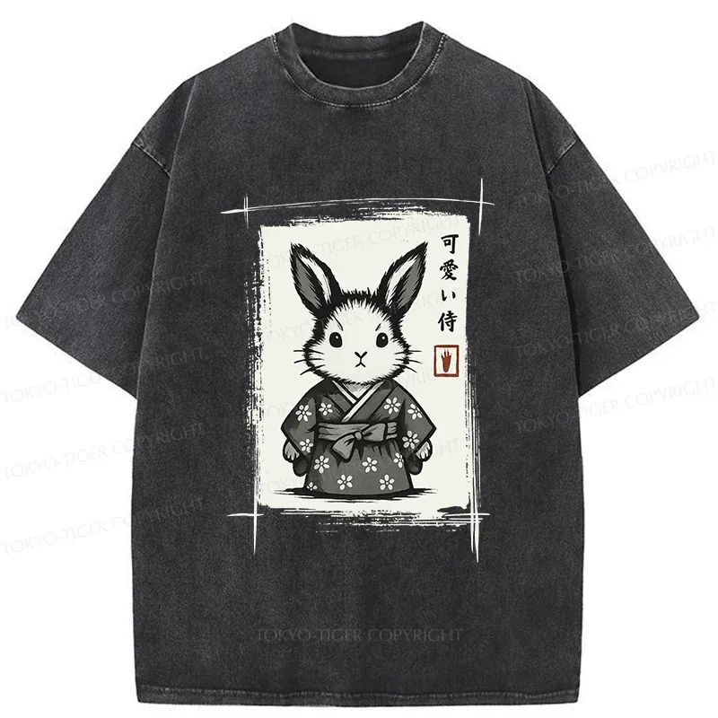 Tokyo-Tiger Woodcut Bunny Washed T-Shirt