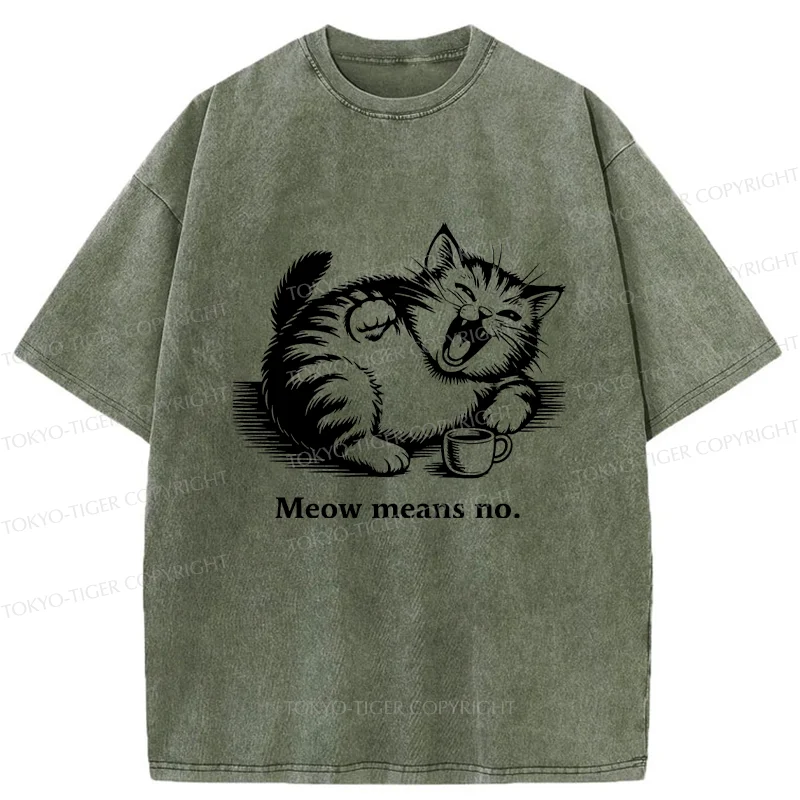 Tokyo-Tiger Laughing Cat Washed T-Shirt