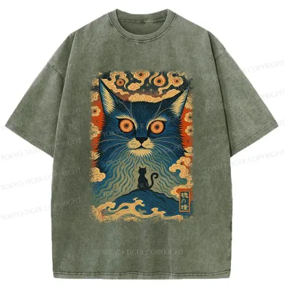 Tokyo-Tiger Eye Of The Soul-cat Washed T-Shirt