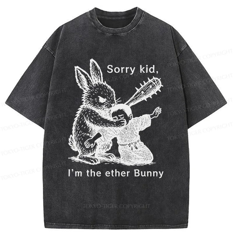 Tokyo-Tiger Bad Rabbit Funny Washed T-Shirt