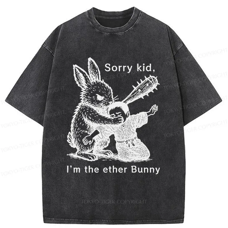 Tokyo-Tiger Bad Rabbit Funny Washed T-Shirt