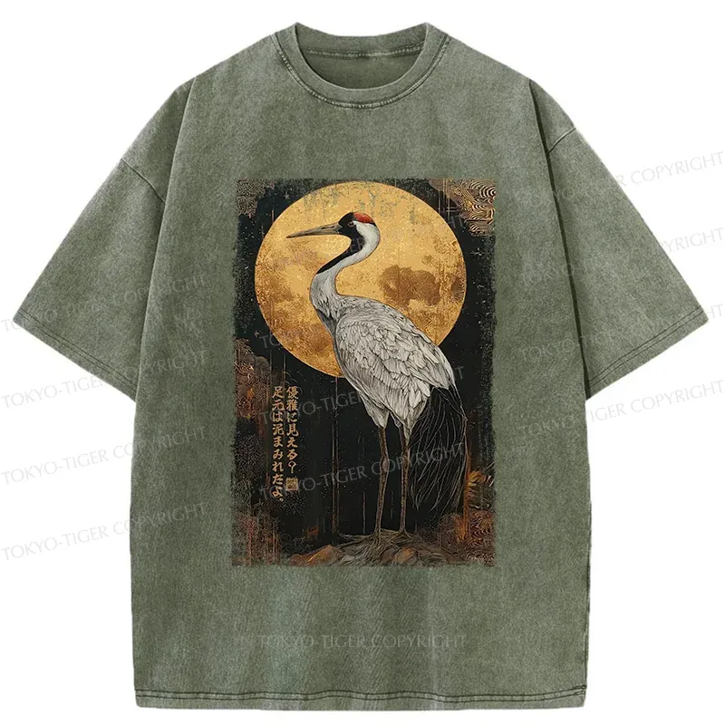 Tokyo-Tiger Vintage Japanese Crane Washed T-Shirt Sale