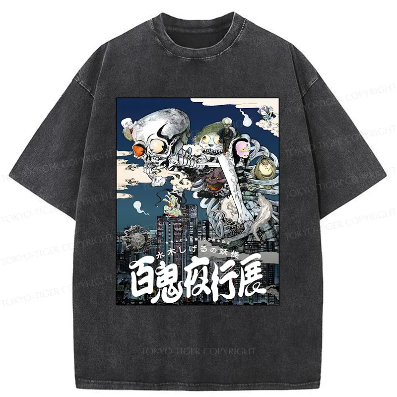 Tokyo-Tiger Japan Hundred Demons Exhibition Washed T-Shirt