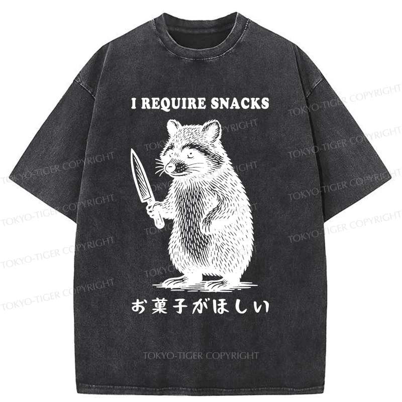Tokyo-Tiger Raccoon Needs Candy Washed T-Shirt
