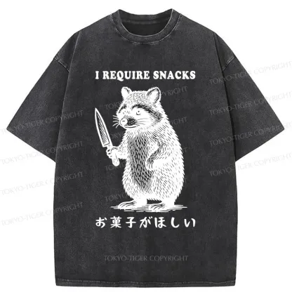 Tokyo-Tiger Raccoon Needs Candy Washed T-Shirt